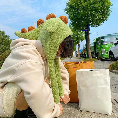 Gorro De Felpa Con Diseño De Dinosaurio Que Se Mueve, Cálido