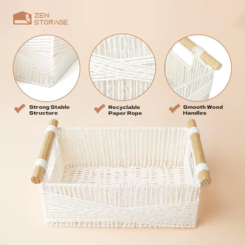 Cesta De Papel Reciclable Con Asas De Madera 2 Unidades