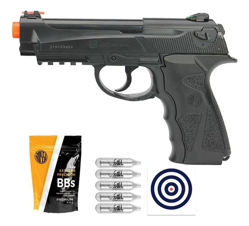 Pistola Airsoft Gas Co2 C12  Wingun Rossi+co2+bbs+alvos
