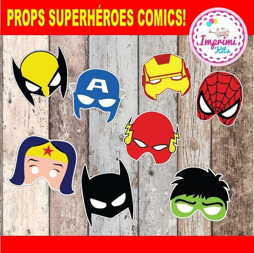 Promo Props Superhéroes Máscaras Imprimible Photo Booth