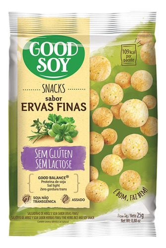 Snack De Soja Sabor Ervas Finas - Sem Glúten - 20x25g