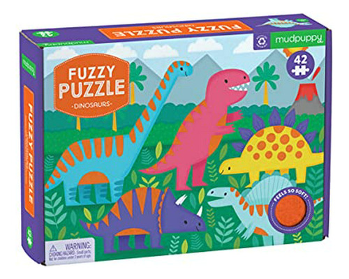 Mudpuppy Dinosaurs Fuzzy Puzzle, 42 Piezas Gruesas, 15 X 11 
