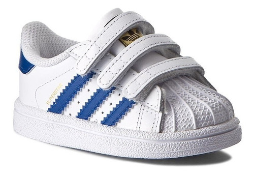 Tenis adidas Superstar Blanco/azul Velcro Bebe Bz0421