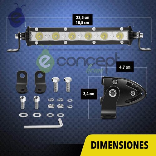 Reflector 12v Barra Led Slim Cree Camioneta Auto Moto 6 Leds