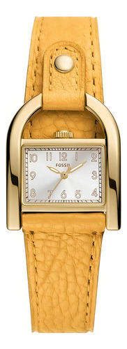 Reloj Mujer Fossil Harwell De Piel Color de la correa Amarillo