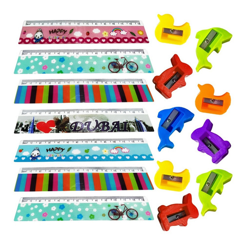 20 Sacapuntas + 20 Reglas Animales Souvenir Piñata Regalo