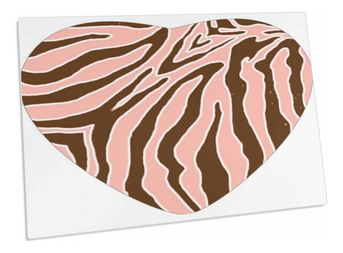 3drose Peach And Brown Heart Zebra Print - Desk Pad Place Ma