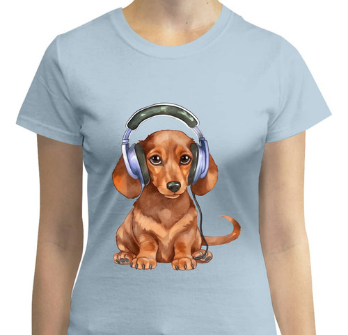 Playera Diseño Perro Dachshund - Audifonos - Dog Lover