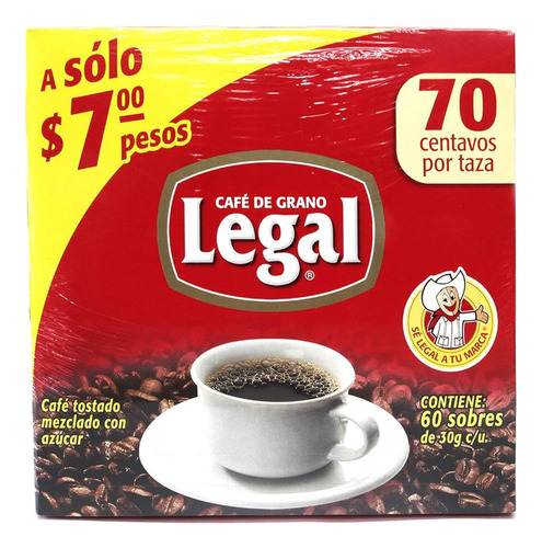 Café Legal Molido Grano Tradicional 60 Sobres De 28 G