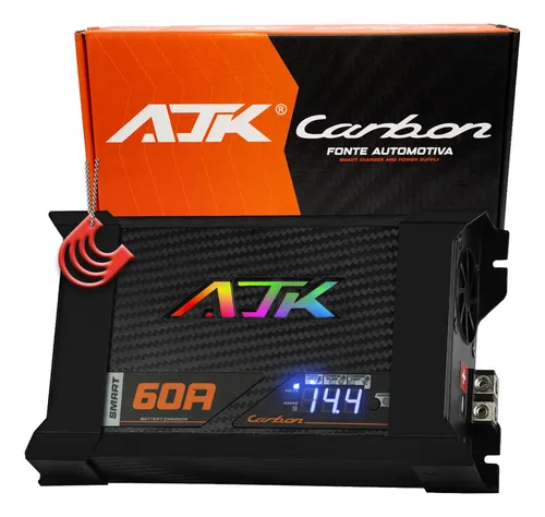 comprar Fonte Ajk 60a Carbon Smart 12v Bivolt Carregador Bateria Cor Preto