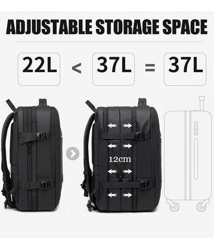 Imagen 4 de 10 de Mochila Hombre Impermeable Ejecutiva Viaje Usb Mod. 1908