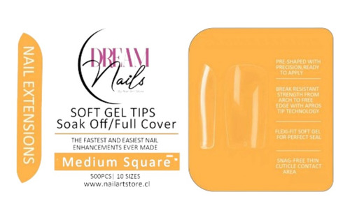 Tips Soft Gel - Medium Square - Dream Nails (500pcs)