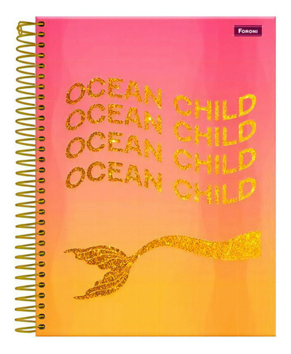 Caderno Univ Ocean Child 80 Folhas Sereia - Foroni