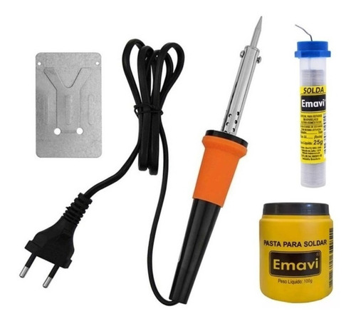 Kit Ferro De Solda Profissional 60w Estanho E Pasta De Solda