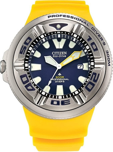 Citizen Promaster Yellow Ecozilla 300 Mts Bj8058-06l Color de la correa Amarillo Color del bisel Plateado Color del fondo Azul