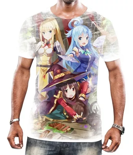 Camiseta Konosuba Kazuma Megumin Aqua Explosion Anime Filme