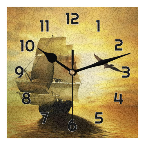 Reloj De Pared Marino Sin Tictac 30 Cm Velero Pirata Hogar