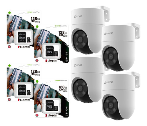 Combo X4 Ezviz H8c 360 1080p Exterior Wifi + 4 Memoria 128gb