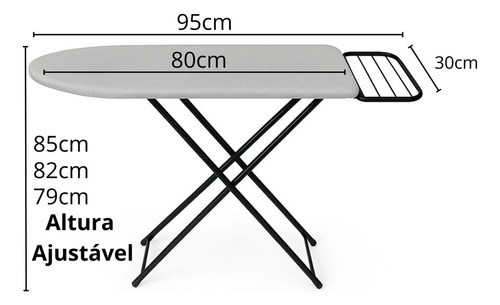 Tabua De Passar Roupa Reforçada Profissional Grande Com Porta Ferro De Aço Anti Ferrugem Resistente