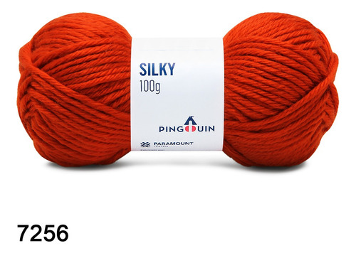 Lã Silky Pingouin 100g 83mts Tex 1200 Crochê E Tricô Cor 7256 - Páprica