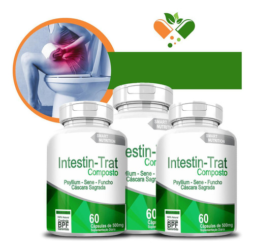 Kit Com 3 Intestin-trat Composto 500mg 60 Cápsulas