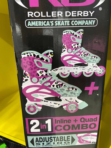 Imagen 2 de 2 de Patines Roller Derby 2 En 1 Leopardo Talla 12-2 Ajustables