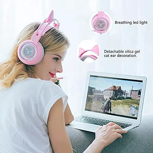 SOMIC Soporte de auriculares rosa para juegos con base sólida y suspensión  flexible para auriculares con soporte para todos los tamaños de auriculares