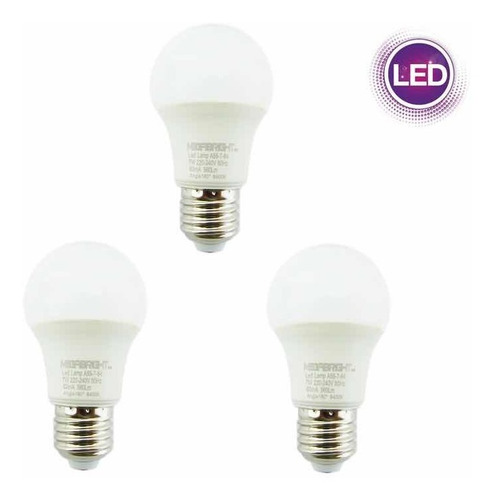 Pack 3 Ampolletas Led E27 Sec Luz Fría 220v