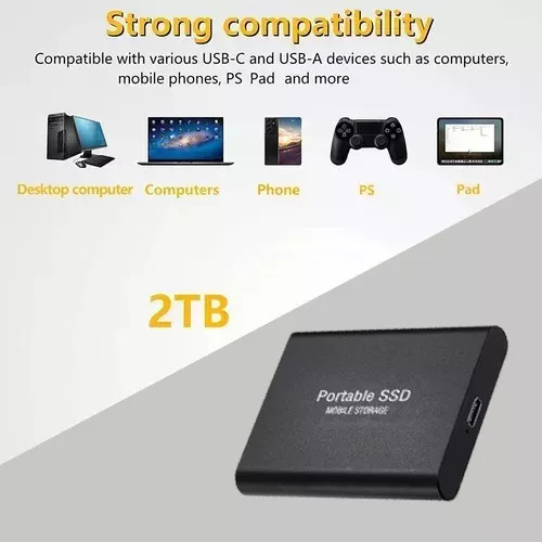 Externo Disco Duro Ssd 2tb 2000gb Sólido Mini Portátil