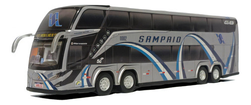 Miniatura Ônibus Sampaio G8 Cinza 4 Eixos 30cm