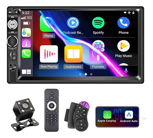 Estéreo Auto 2 Din Carplay Manos Libres Radio Receptor Mp5