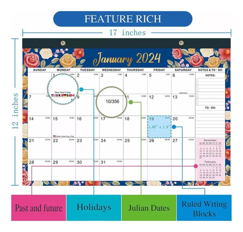 Calendario De Pared Grande Wall Planner 2024-2025