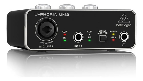 Behringer Um2 Placa De Sonido Usb 2 Canales Home Studio Negro (Usado)