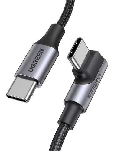 Cable Usb-c A Usb-c 90° Trenzado 100w Ugreen iPad, Macbook. Color Gray