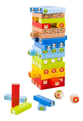 Imagen 1 de 4 de Juego Didactico Torre De Animales De Madera Magnific Acacia