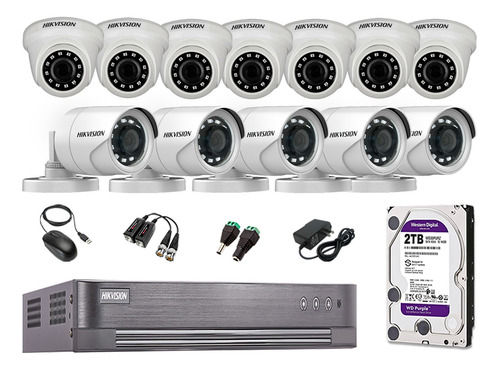 Kit 12 Camaras De Seguridad Full Hd 1080p Hikvision 2tb P2p