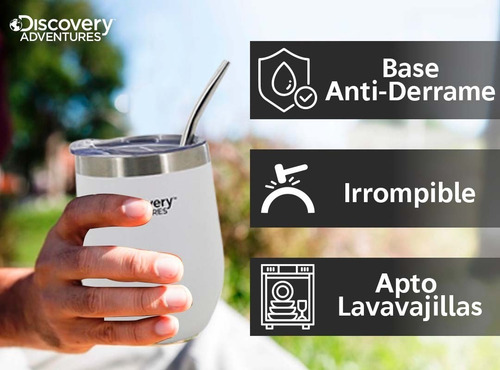 Imagen 7 de 11 de Mate Acero Inoxidable Vaso Térmico Discovery Tapa+ Bombilla Color Azul
