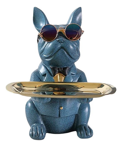 Figura De Bulldog Francés Con Bandeja Para Guardar Escultura