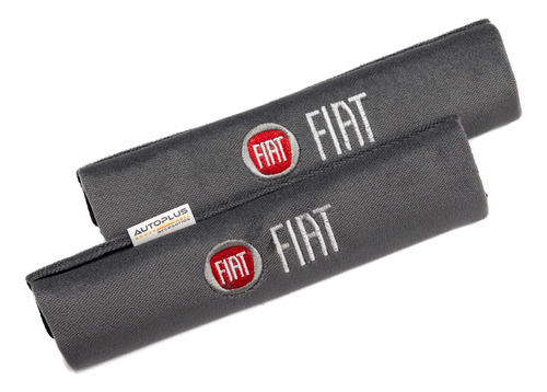 Protectores Cubre Cinturones Tela Gris Logo Fiat Bordado