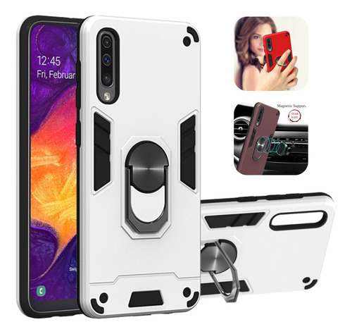 Funda Para Galaxy A50 Con Mica Varios Modelos Antigolpes Plata Armor Ring Sin Mica