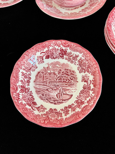 Bowls Compotera Loza Palissy England Avon Scenes Rosa C1960