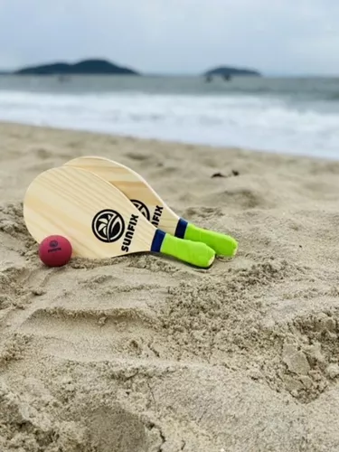 Kit Jogo Frescobol Tênis De Praia 2 Raquetes Bola N3 - DASCLAM VAREJO