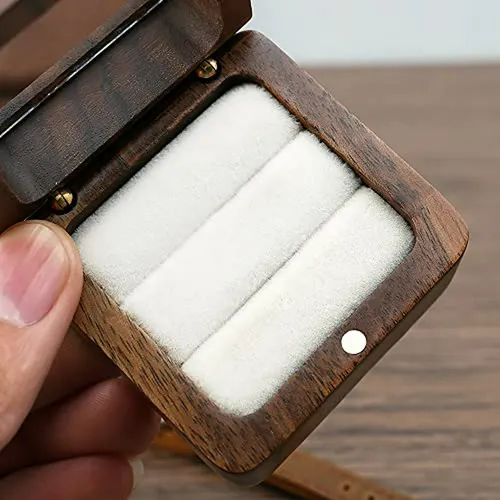 Caja De Madera Para Anillos De Boda Y Compromiso Con Adornos