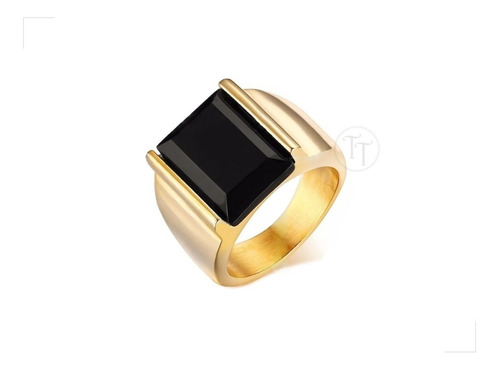 Anillo Hombre Bisel Titanio 18k Agata Natural Trento