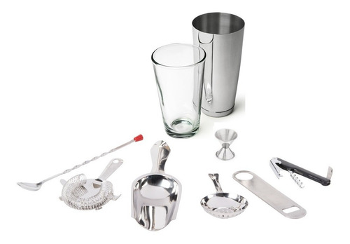 Kit Bartender Profesional Set De 9 Piezas Shaker Boston Bar