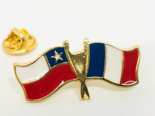 Pin Bandera Chile Y Francia Entrelazadas 