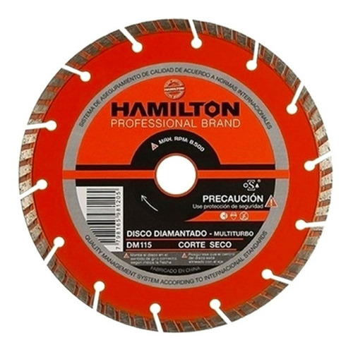 Disco Diamantado Multiturbo Corte Seco Hamilton 115mm 4 1/2 