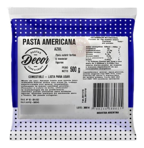 Pasta Americana Decor Cubrir Color Azul 500g Reposteria