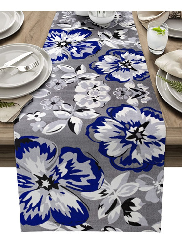 Camino Mesa Azul Gris Flor Floral Textura Antideslizante
