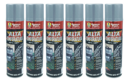 6 Pz - Pintura General Paint A2359 Aluminio Alta Temperatura